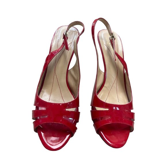Kate Spade New York women’s red leather patent shoe heels 4" size 9B SKU 2937 - Picture 1 of 10